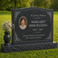 Wave Top Single Portrait Granite Headstone with Vase