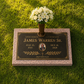 Bronze Plaque Grave Marker on Granite Base with Bronze Vase