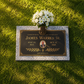 Bronze Plaque Grave Marker on Granite Base with Bronze Vase