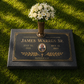 Bronze Plaque Grave Marker on Granite Base with Bronze Vase