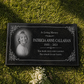 Women's Floral Portrait Granite Flat Grave Marker