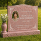 Wave Top Single Portrait Granite Headstone with Vase