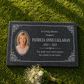 Women's Floral Portrait Granite Flat Grave Marker