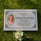 Women's Floral Portrait Granite Flat Grave Marker