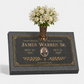 Bronze Plaque Grave Marker on Granite Base with Bronze Vase