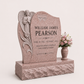 Praying Angel Upright Headstone with Granite Vase