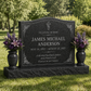 Classic Granite Upright Headstone with Double Vases