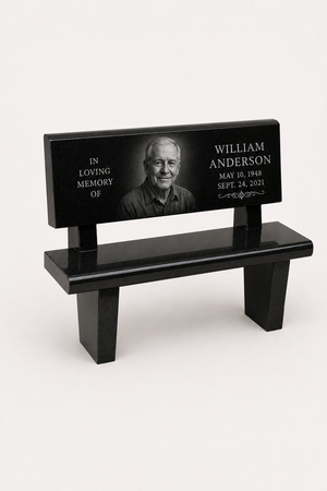 Classic Granite Memorial Bench with Backrest