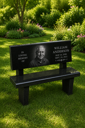Classic Granite Memorial Bench with Backrest