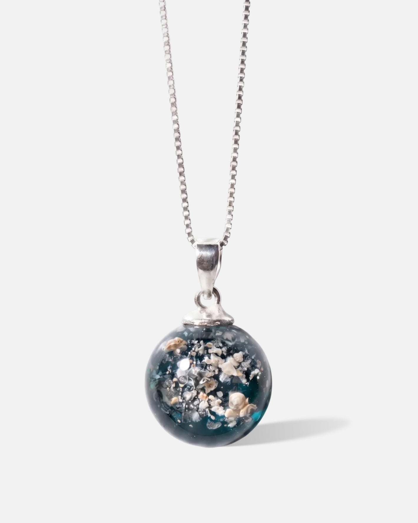 Blue Planet Glass Cremation Necklace for Ash Keeping