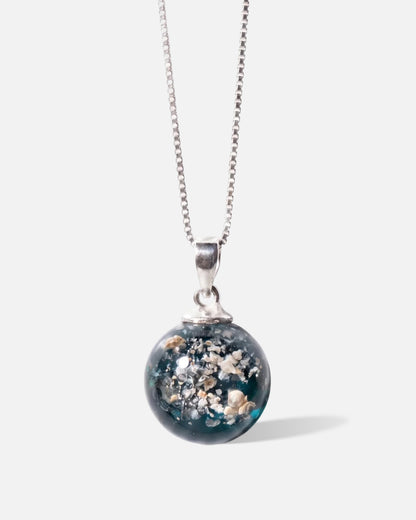 Blue Planet Glass Cremation Necklace for Ash Keeping