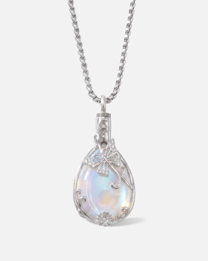 Butterfly Moonstone Cremation Necklace for Ash Keeping
