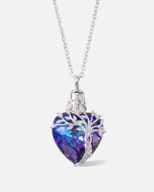Tree of Life Heart Crystal Cremation Necklace for Ash Keeping