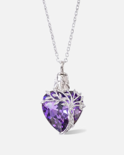 Tree of Life Heart Crystal Cremation Necklace for Ash Keeping