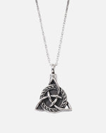 Viking Trinity cremation necklace in stainless steel — men's Celtic triquetra urn pendant for ashes with 27 inch chain
