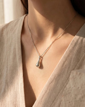 Sterling Silver Teardrop Cremation Necklace for Ash Keeping