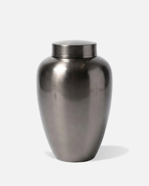 Graphite Gray Smooth Oval Metal Cremation Urn