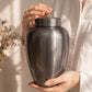 Graphite Gray Smooth Oval Metal Cremation Urn