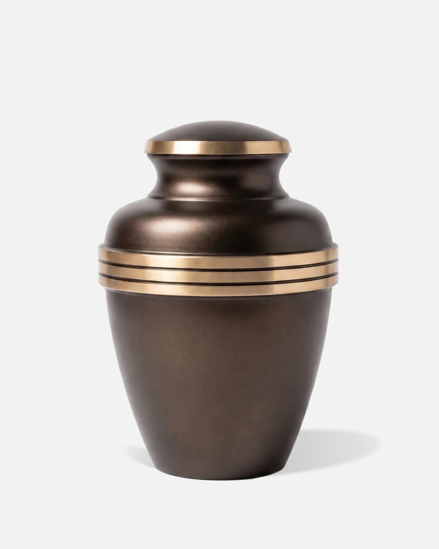 Classic Bronze & Gold Band Metal Cremation Urn