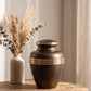 Classic Bronze & Gold Band Metal Cremation Urn