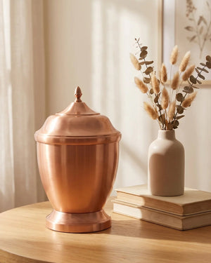 Domed Lid Rose Gold Metal Cremation Urn