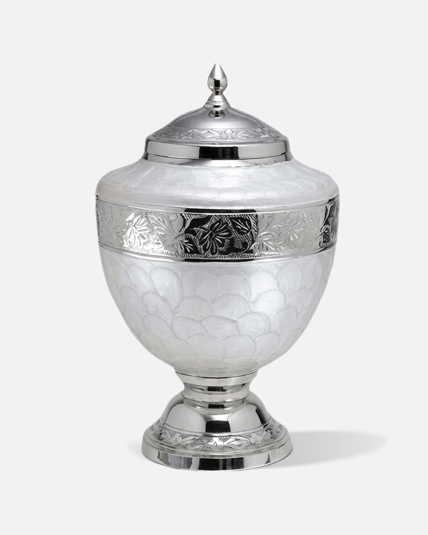 Smooth Oval Silver Metal Cremation Urn