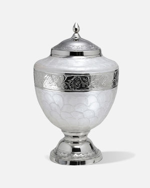 Smooth Oval Silver Metal Cremation Urn