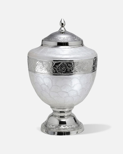 Smooth Oval Silver Metal Cremation Urn
