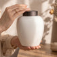 Ceramic Cremation Urn with Metal Lid
