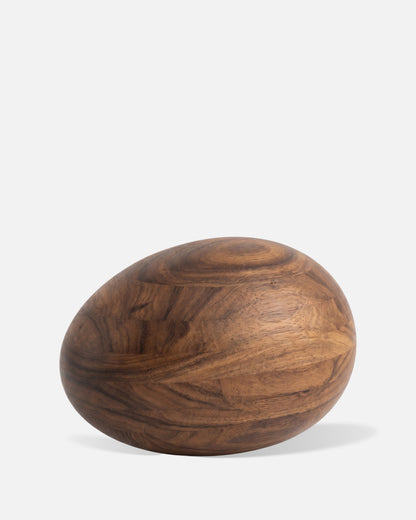 Natural Oak Pebble-Shape Wood Cremation Urn
