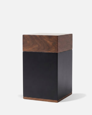 Two-Tone Wood & Black Box Cremation Urn