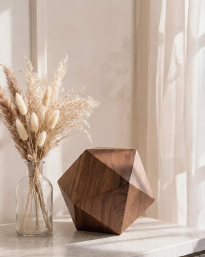 Geometric Hexagon Wood Cremation Urn