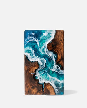 Rosewood & Blue Epoxy Resin Art Cremation Urn