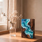 Rosewood & Blue Epoxy Resin Art Cremation Urn