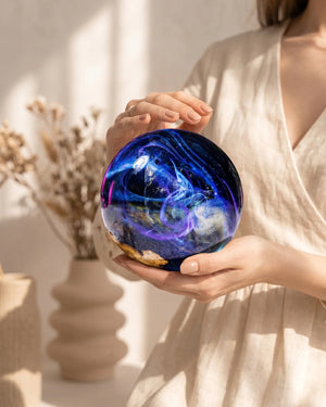 Galaxy Blue Art Glass Cremation Urn