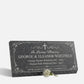 Christian Cross Floral Granite Flat Grave Marker