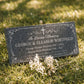 Christian Cross Floral Granite Flat Grave Marker