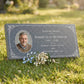 Men's Portrait Floral Granite Flat Grave Marker