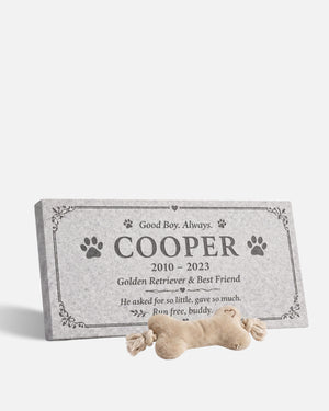 Pet Paw Print Granite Flat Grave Marker