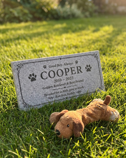 Pet Paw Print Granite Flat Grave Marker