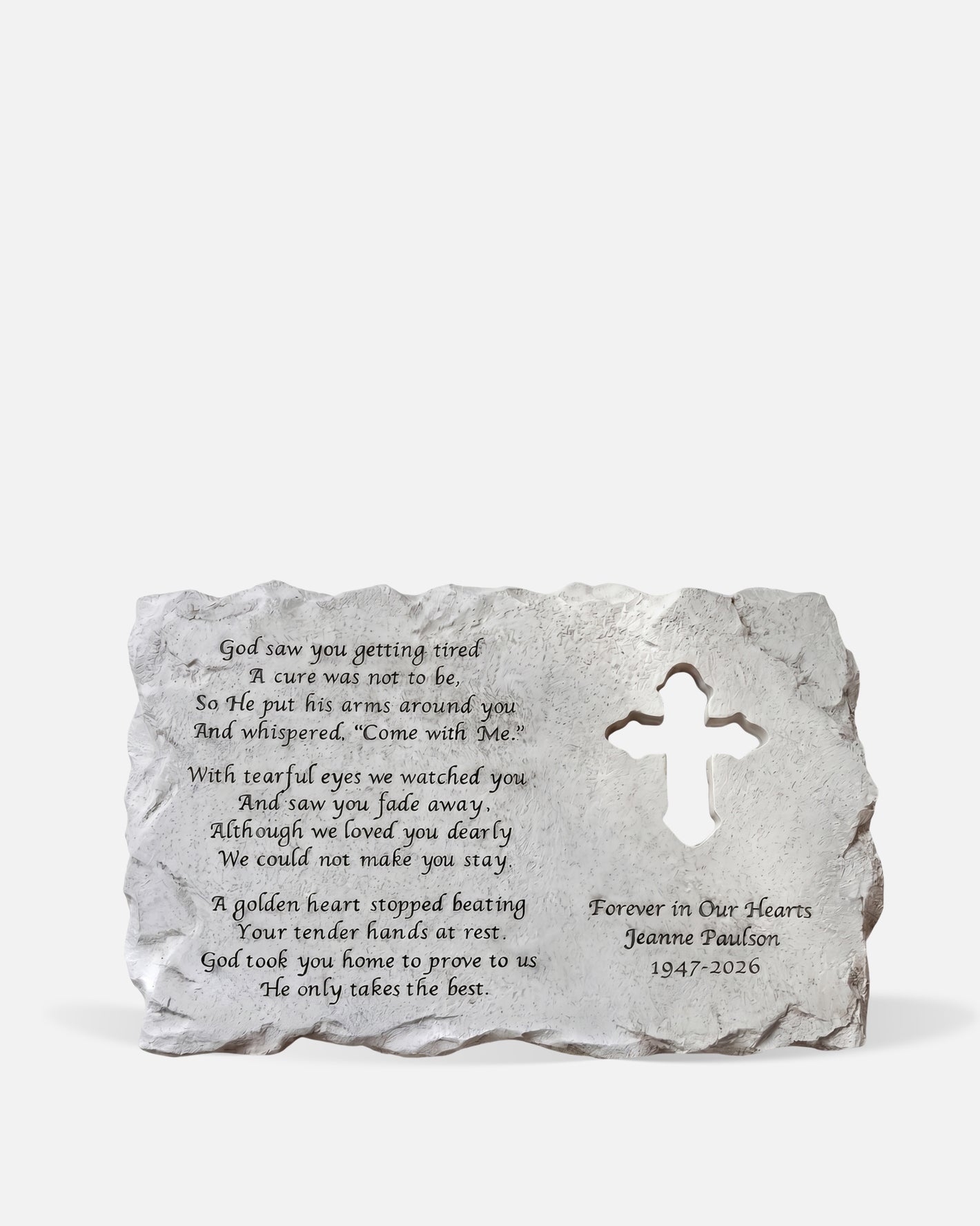 Cross Poem Garden Memorial Stone