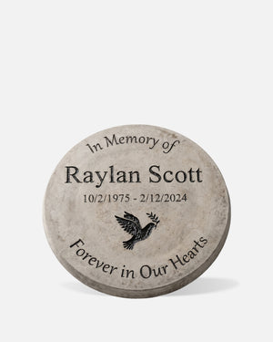 Round Dove Garden Memorial Stone