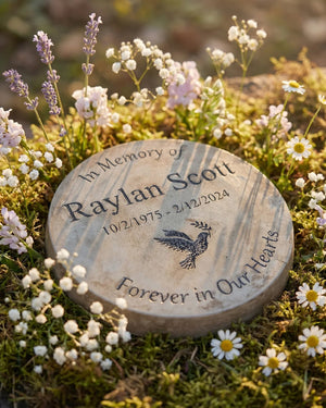 Round Dove Garden Memorial Stone