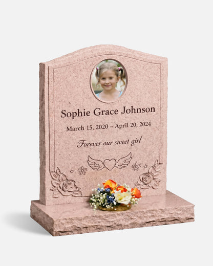 Angel Wings Children's Upright Headstone