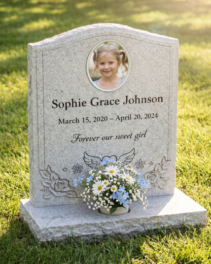 Angel Wings Children's Upright Headstone