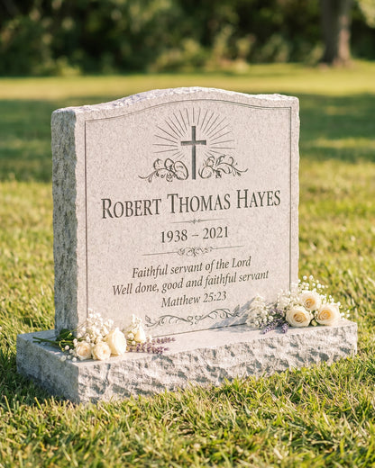 Christian Cross Granite Upright Headstone