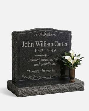 Classic Floral Granite Upright Headstone