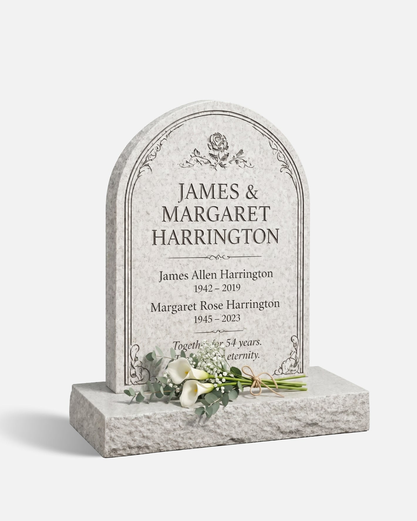 Rose Arch Granite Companion Upright Headstone