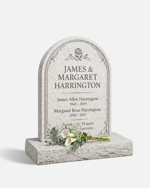 Rose Arch Granite Companion Upright Headstone