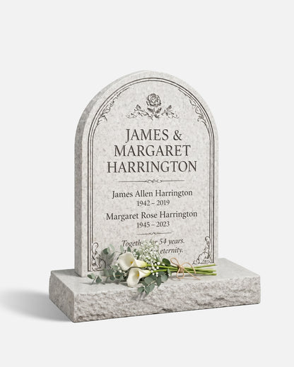 Rose Arch Granite Companion Upright Headstone